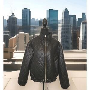 New! Marc New York Women's Jacket Gold Zip Up Black Size Large